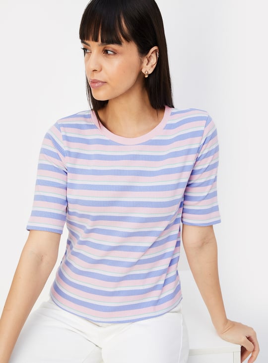 Women Striped Ribbed T-shirt