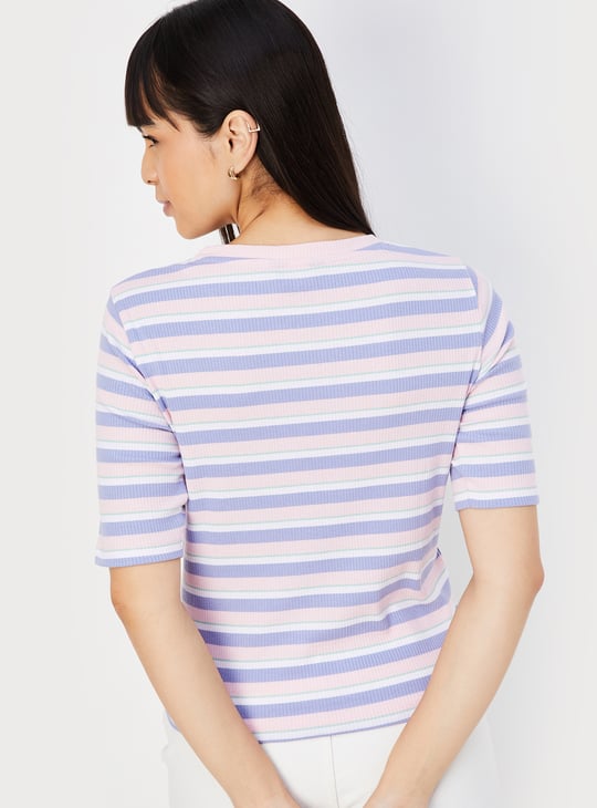 Women Striped Ribbed T-shirt