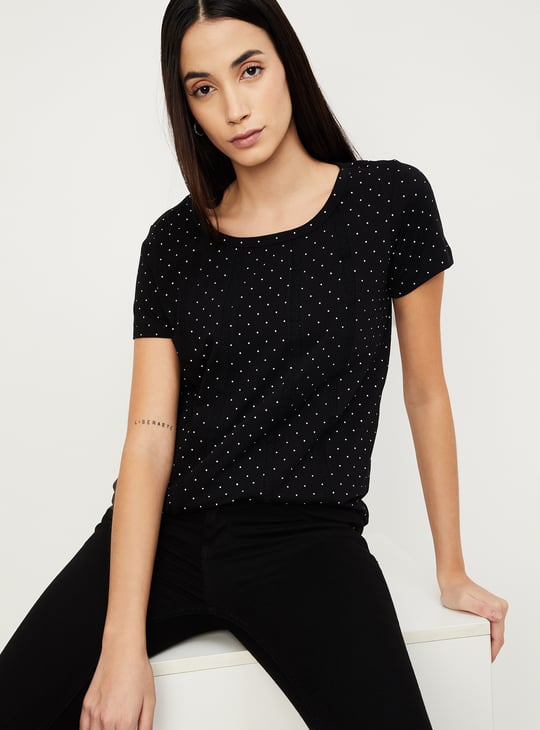 Women Polka Dot Printed T-shirt