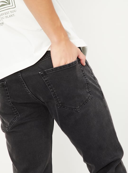 Men Washed Skinny Fit Jeans Black Jeans