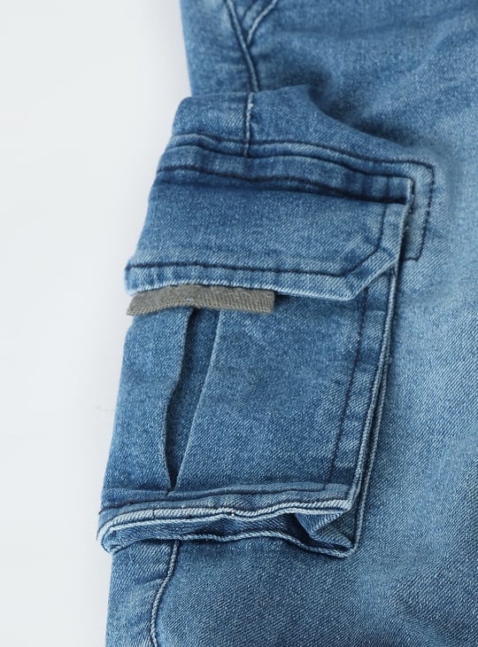 Boys Relaxed Fit Denim Cargo Joggers