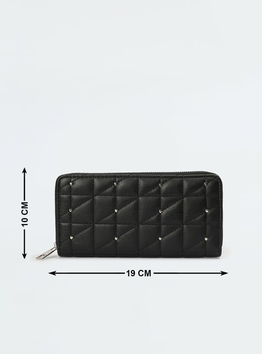 Women Quilted Zip Around Wallet