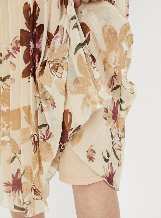 Women Floral Print Pleated Dress