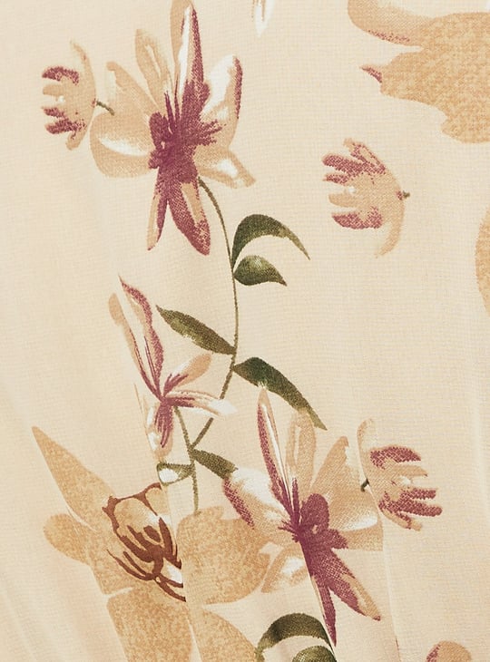 Women Floral Print Pleated Dress