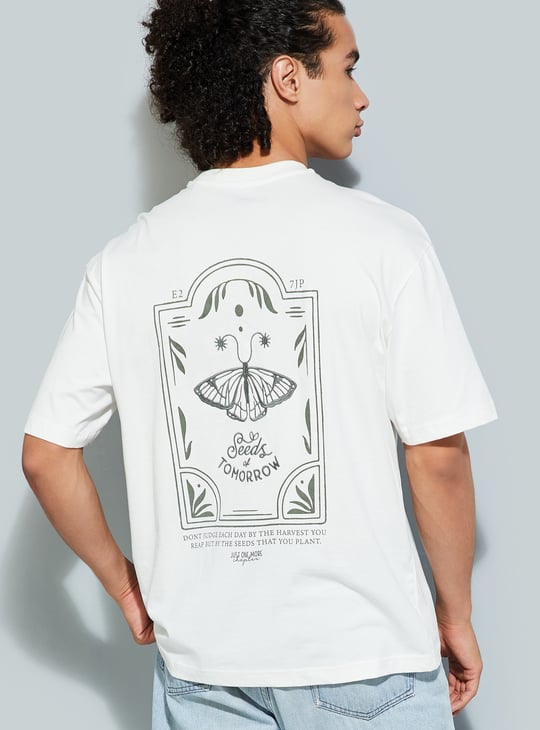 Men Graphic Back Printed Oversized T-shirt