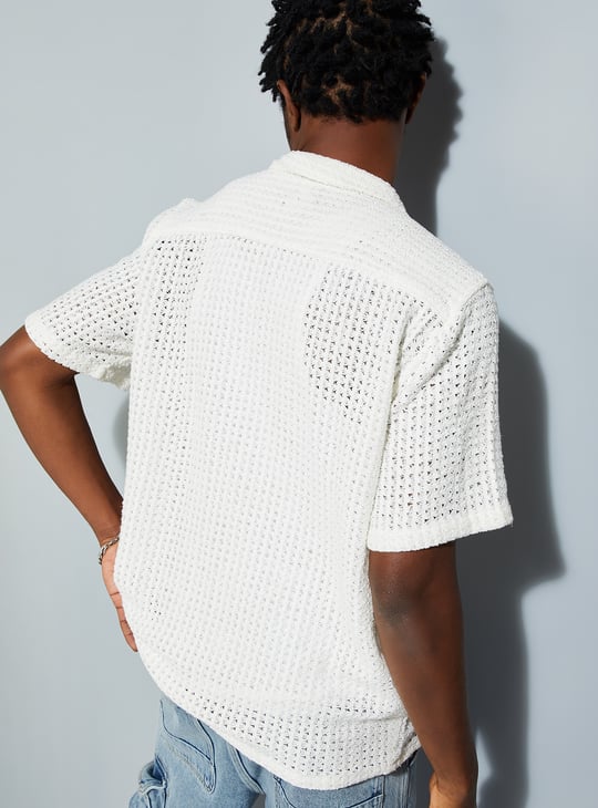 URB_N Men Oversized Crochet Shirt | Off White