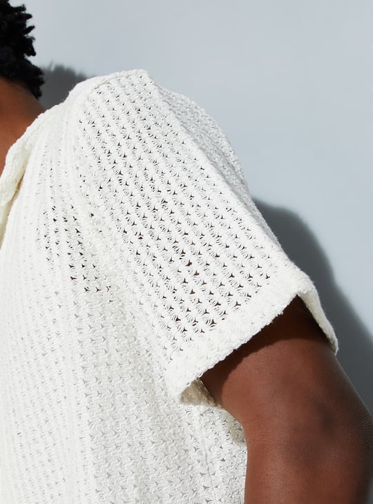 URB_N Men Oversized Crochet Shirt