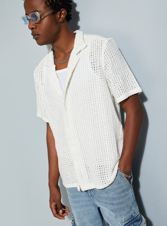 URB_N Men Oversized Crochet Shirt