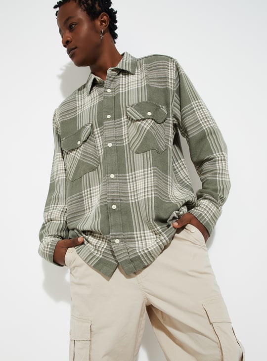 URB_N Men Oversized Checked Shacket