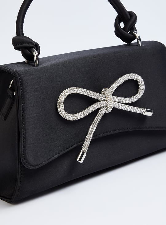 Women Embellished Sling Bag | Black | Polyester