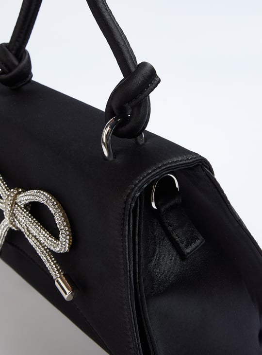 Women Embellished Sling Bag | Black | Polyester