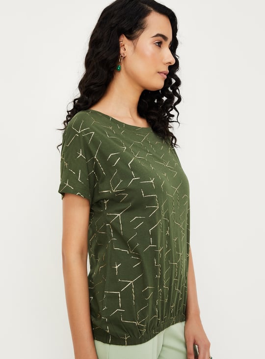 Women Glitter Printed T-shirt