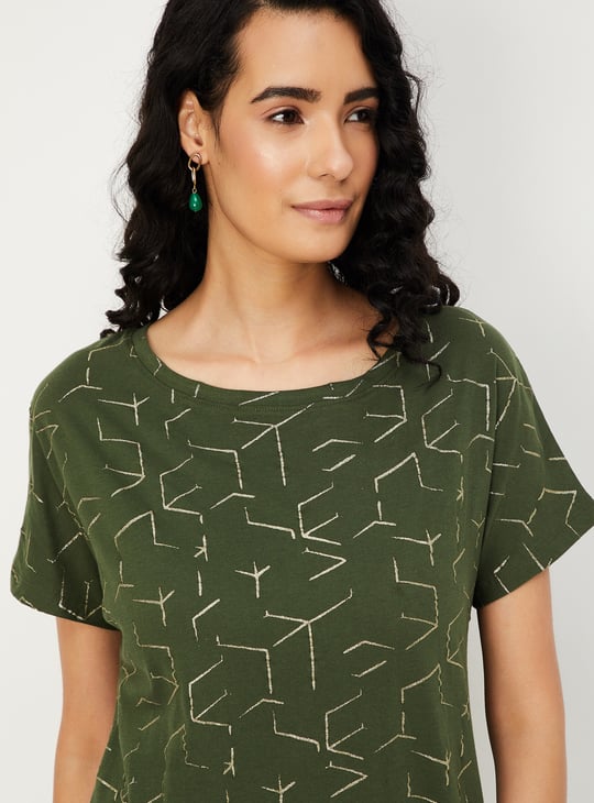 Women Glitter Printed T-shirt