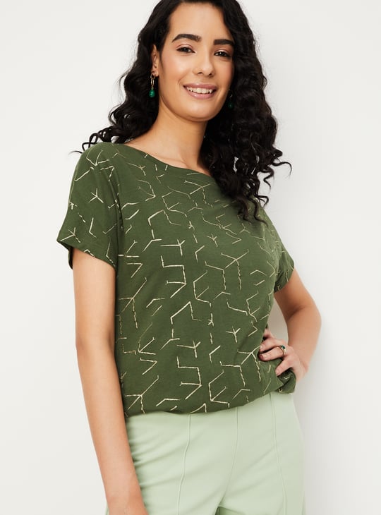 Women Glitter Printed T-shirt