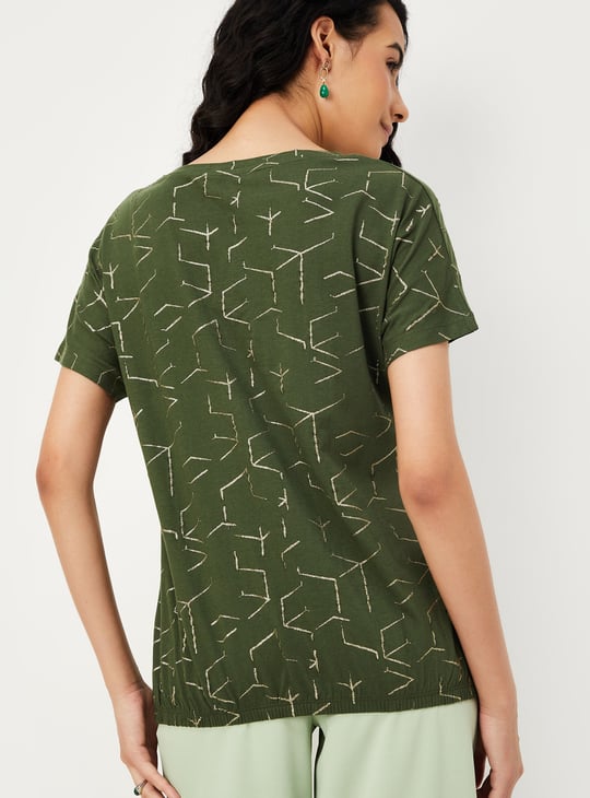 Women Glitter Printed T-shirt