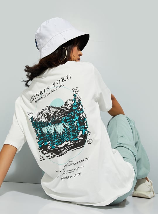 Buy URB_N Women Oversized Back Printed T-shirt Online at just Rs
