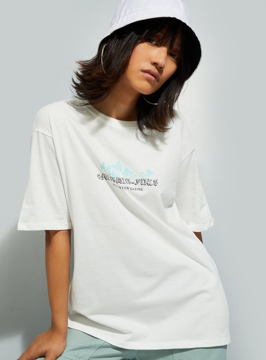 URB_N Women Oversized Back Printed T-shirt