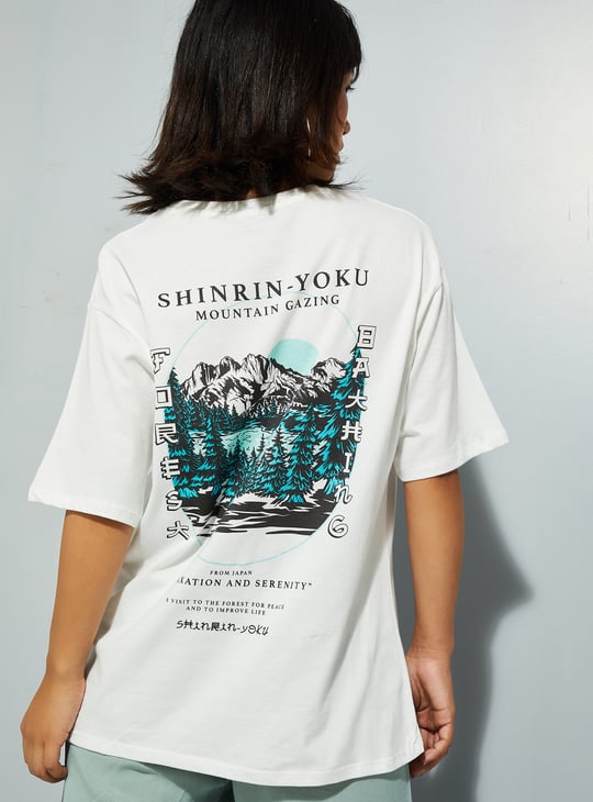 URB_N Women Oversized Back Printed T-shirt