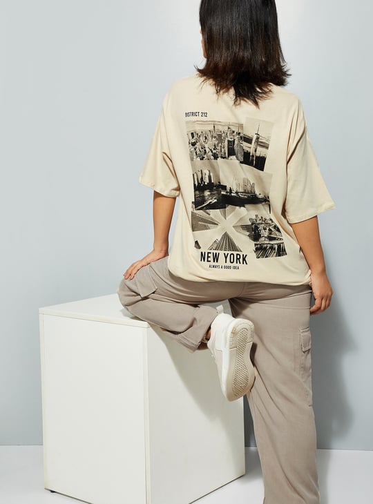 URB_N Women Oversized Back Printed T-shirt