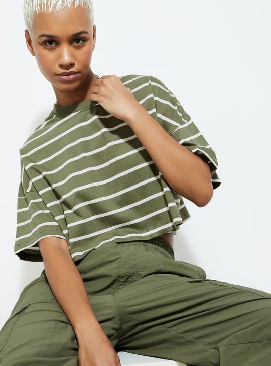 URB_N Women Boxy Fit Striped T-shirt