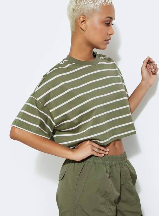 URB_N Women Boxy Fit Striped T-shirt