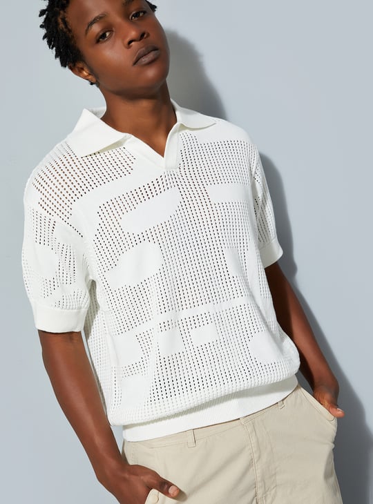 URB_N Men Oversized Lazer Cut Polo T-shirt Polo