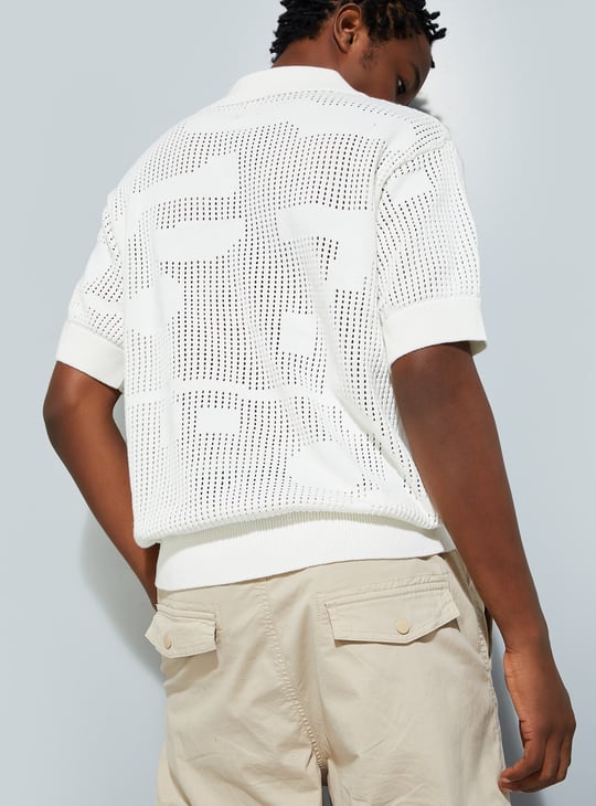 URB_N Men Oversized Lazer Cut Polo T-shirt