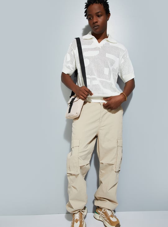 URB_N Men Oversized Lazer Cut Polo T-shirt