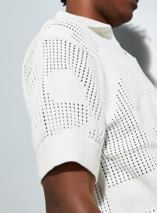 URB_N Men Oversized Lazer Cut Polo T-shirt