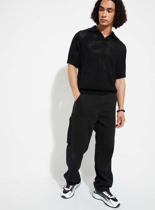 URB_N Men Oversized Lazer Cut Polo T-shirt