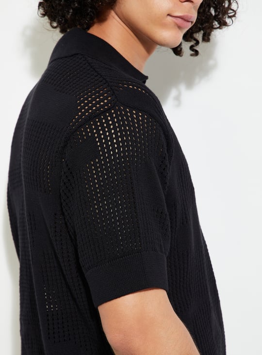 URB_N Men Oversized Lazer Cut Polo T-shirt