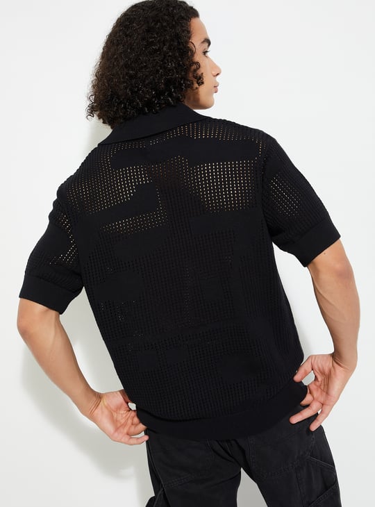 URB_N Men Oversized Lazer Cut Polo T-shirt