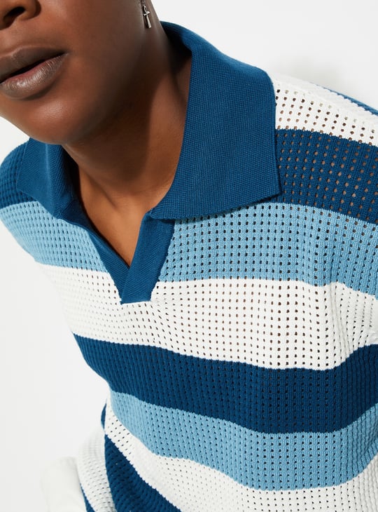 URB_N Men Oversized Striped Polo T-shirt