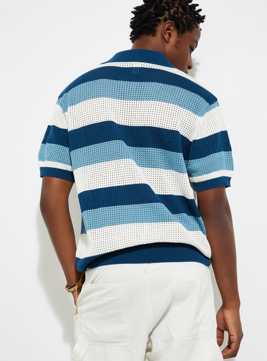 URB_N Men Oversized Striped Polo T-shirt