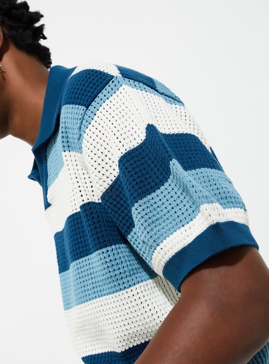 URB_N Men Oversized Striped Polo T-shirt