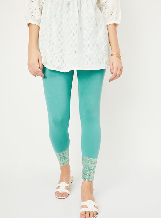 Women Foil Printed Ankle-Length Leggings