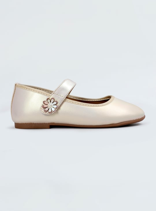 Girls Metallic Ballerinas with Charm