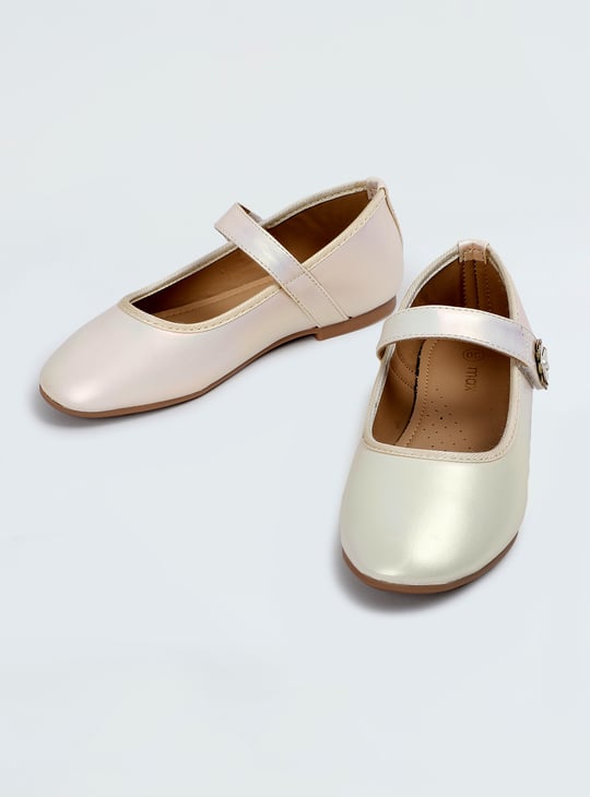 Girls Metallic Ballerinas with Charm
