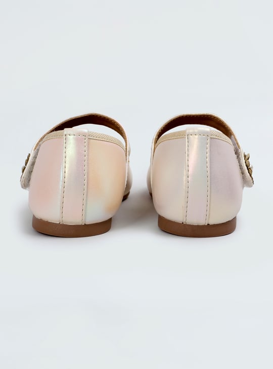 Girls Metallic Ballerinas with Charm