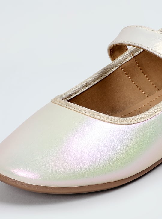 Girls Metallic Ballerinas with Charm