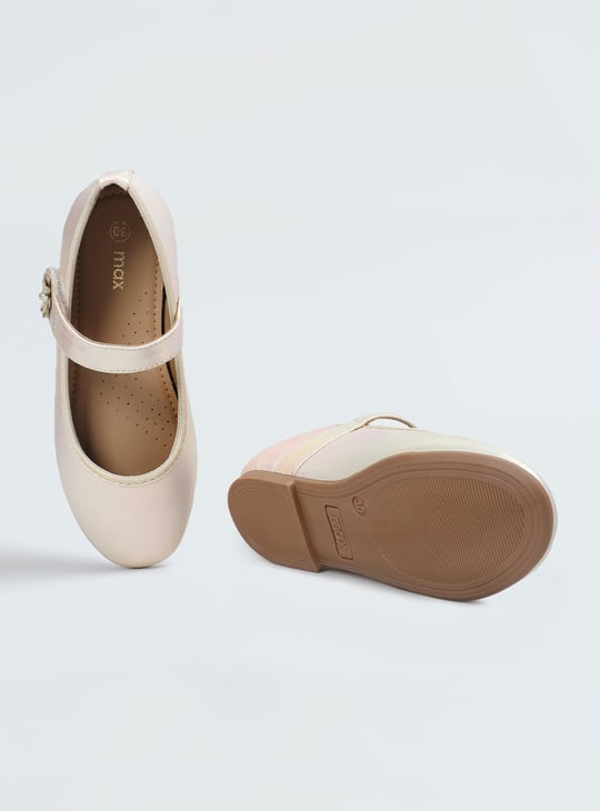 Girls Metallic Ballerinas with Charm