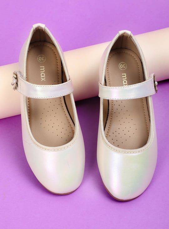 Girls Metallic Ballerinas with Charm