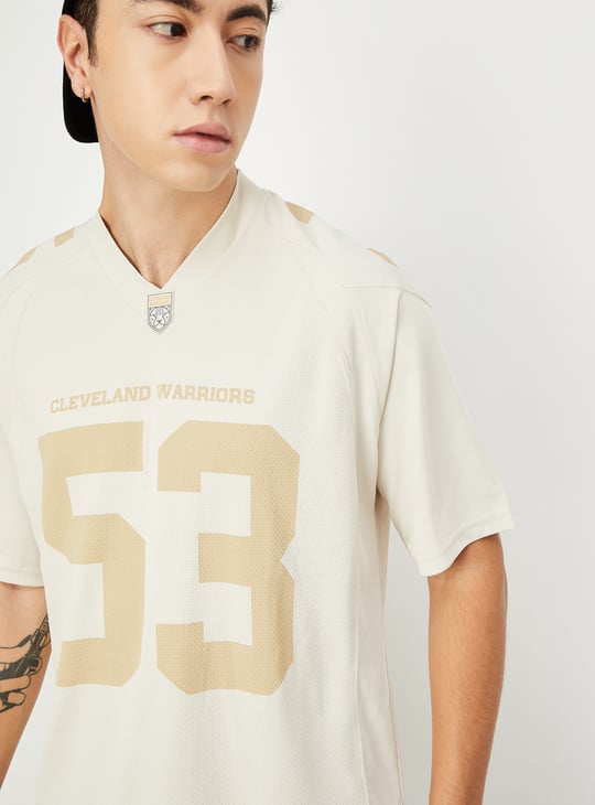 URB_N Men Graphic Printed Oversized T-shirt | Beige