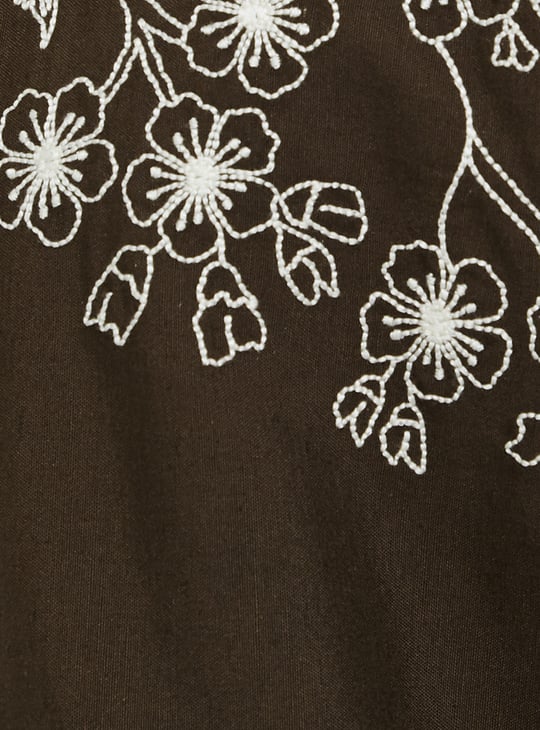 URB_N Men Embroidered Oversized Resort Shirt