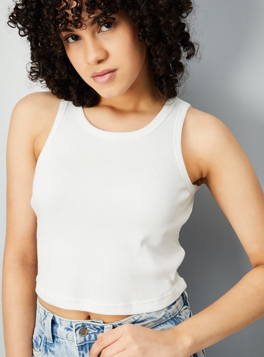 Women Ribbed Sleeveless Crop Top