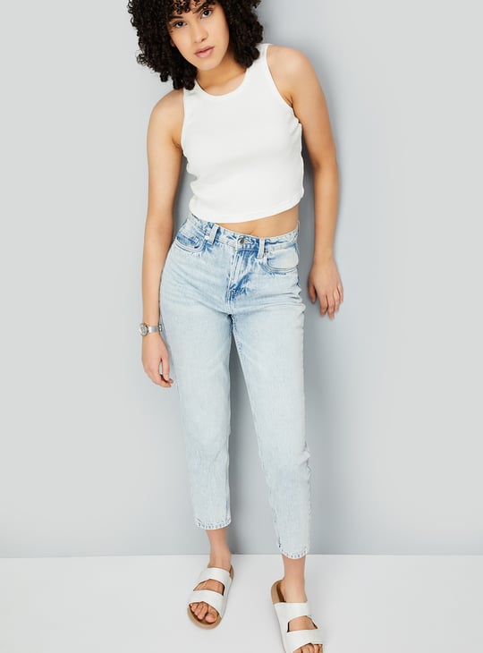 Women Ribbed Sleeveless Crop Top