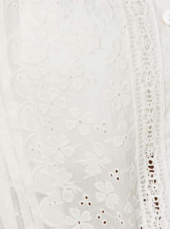 Women Schiffli Shirt Style Top