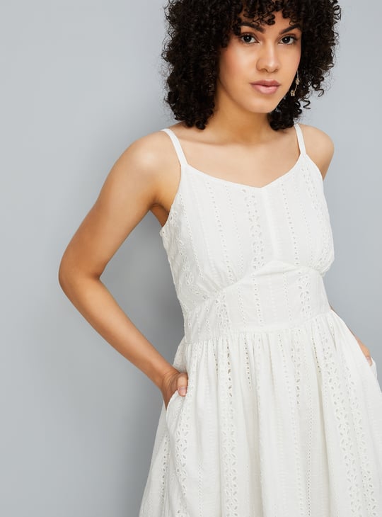 Women Schiffli Fit & Flare Dress