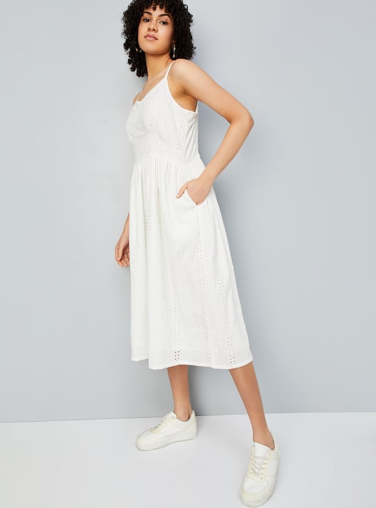 Women Schiffli Fit & Flare Dress