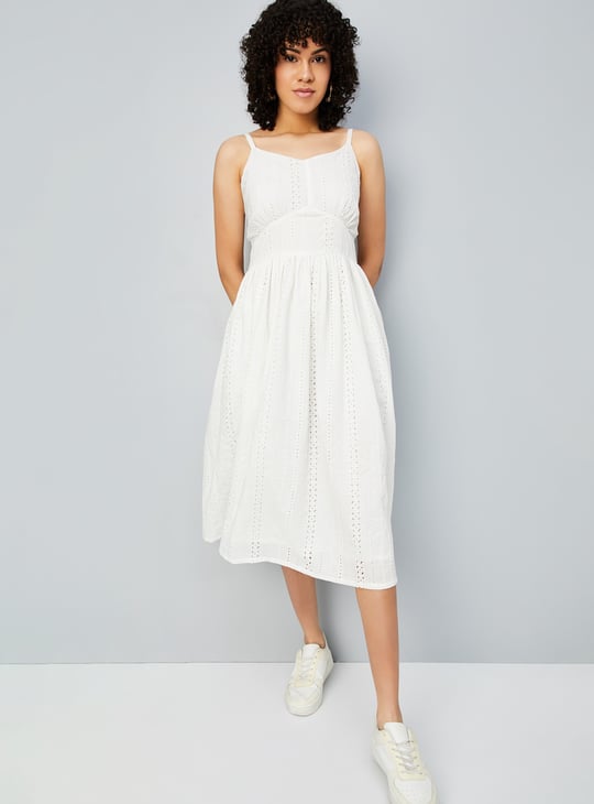 Women Schiffli Fit & Flare Dress